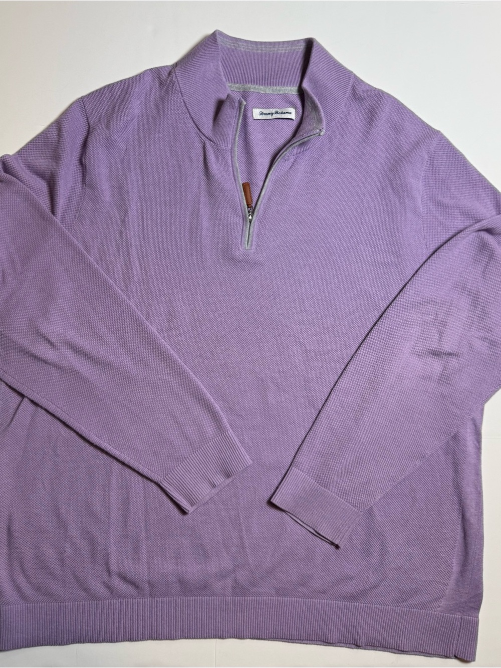 Tommy Bahama Men's Purple 1/4 Zip Pullover Sweater XL Preppy Coastal Resortwear